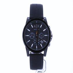 Armani Exchange Cadran Chronographe Noir Pour Homme Bracelet En Silicone Noir AX1326 First Class Watches FRA