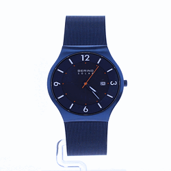 Bering Bracelet Homme En Maille Milanaise Bleu Solaire 14440-393