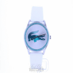 Womans En Cristal Caoutchouc Montre Bleu Lacoste Blanc DEH92WIY