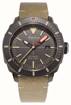 Alpina Plongeur Seastrong 300 | cadran gris | bracelet en cuir marron AL-525LGG4TV6