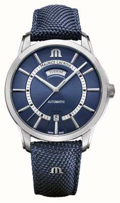 Maurice Lacroix Pontos day-date cadran bleu / bracelet textile bleu PT6358-SS004-431-4
