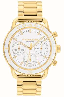 Coach Cruiser femme | cadran chronographe blanc | bracelet en acier inoxydable doré 14504051