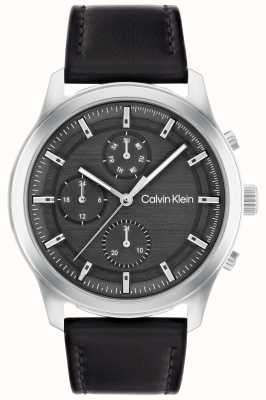 Calvin Klein Hommes | cadran chronographe noir | bracelet en cuir noir 25200211