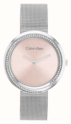 Calvin Klein Femme | cadran rose | bracelet en maille d'acier inoxydable 25200149