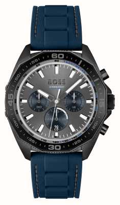 BOSS L'énergie des hommes | cadran chronographe gris | bracelet en silicone bleu 1513972