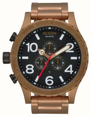 Nixon 51-30 chrono | cadran chronographe noir | bracelet en acier inoxydable bronze A083-5145-00