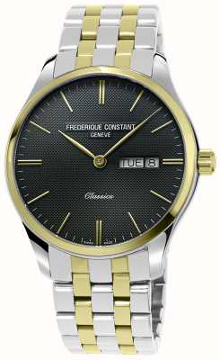Frederique Constant Quartz classique | bracelet en acier bicolore | cadran noir FC-225GT5B3B