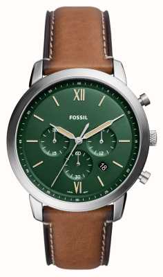 Fossil Hommes neutres | cadran chronographe vert | bracelet en cuir écologique beige FS5963
