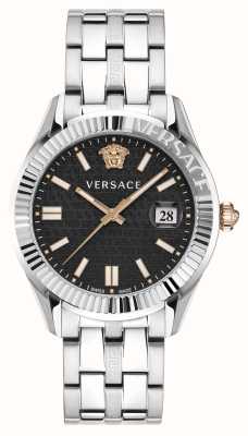 Versace Heure grecque | cadran noir | bracelet en acier inoxydable VE3K00322