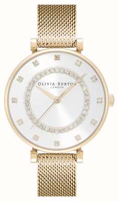 Olivia Burton Belgrave | cadran argenté | ensemble en cristal | bracelet en maille d'acier doré 24000005