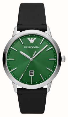 Emporio Armani Hommes | cadran vert | bracelet en cuir noir AR11509