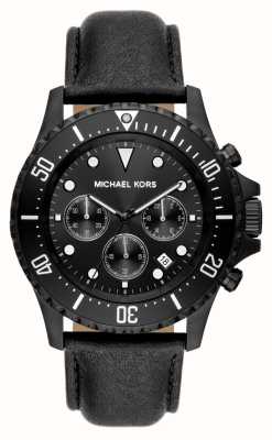 Michael Kors Éverest | cadran chronographe noir | bracelet en cuir noir MK9053