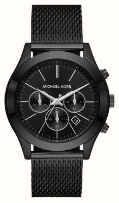 Michael Kors Piste mince | cadran chronographe noir | bracelet en maille d'acier noir MK9060
