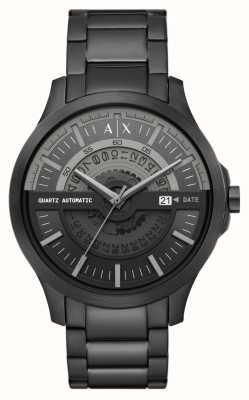 Armani Exchange Hommes | cadran noir | bracelet en acier inoxydable noir AX2444