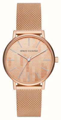 Armani Exchange Femme | cadran or rose | bracelet en maille d'acier d'or rose AX5584