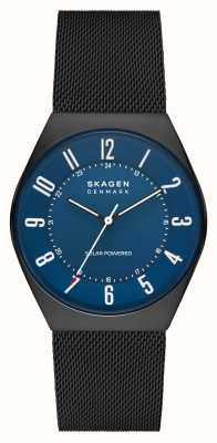 Skagen Solaire vert homme | cadran bleu | bracelet en maille d'acier noir SKW6837