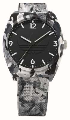 Adidas Projet deux | cadran logo noir | bracelet en résine camouflage gris AOST22568