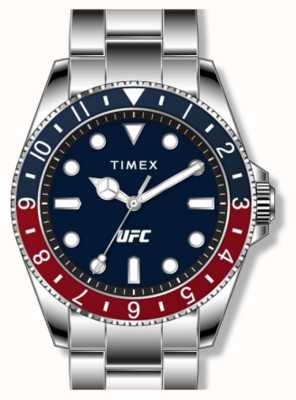 Timex X ufc débuts lunette bleue et rouge / acier inoxydable TW2V56600
