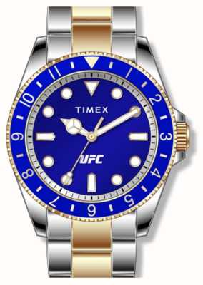 Timex X ufc premier cadran bleu / acier inoxydable bicolore TW2V58400