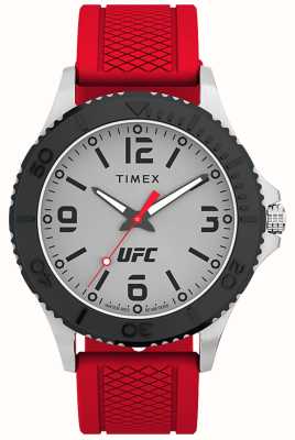 Timex x UFC Cadran argenté Gamer / silicone rouge TW2V58200