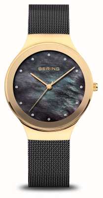 Bering Classique | cadran en nacre noire | bracelet maille pvd noir 12934-132