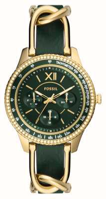 Fossil Stella | cadran vert | bracelet en cuir vert avec détail de chaîne ES5243