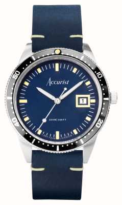 Accurist Hommes de plongée | cadran bleu | bracelet en cuir bleu 72002