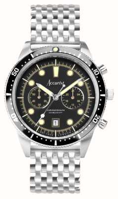Accurist Hommes de plongée | chronographe | cadran noir | bracelet en acier inoxydable 72005