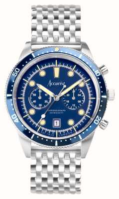 Accurist Hommes de plongée | chronographe | cadran bleu | bracelet en acier inoxydable 72004