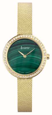 Accurist Bijoux femmes | cadran vert malachite | bracelet en maille d'acier pvd doré 78004