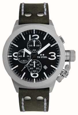 TW Steel Cantine masculine | cadran chronographe gris foncé | bracelet en cuir gris foncé CS105