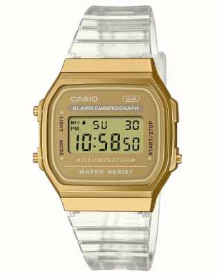 Casio Illuminateur de bracelet en résine transparente vintage A168XESG-9AEF