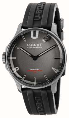 U-Boat Bracelet en caoutchouc noir en acier inoxydable gris Darkmoon 44 mm 9149