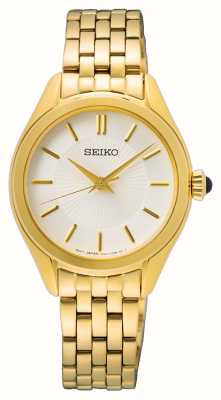 Seiko Femme | cadran blanc | bracelet en acier inoxydable doré SUR538P1