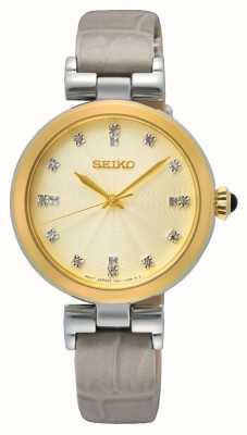 Seiko Femme | cadran champagne | bracelet en cuir beige SRZ546P1