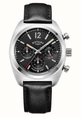 Rotary Sport vengeur masculin | chronographe | cadran noir | bracelet en cuir noir GS05485/65