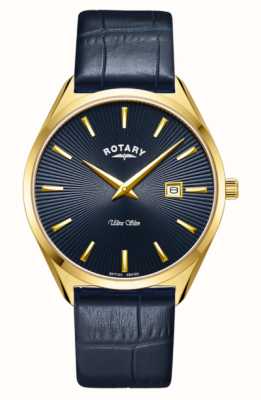 Rotary Ultra slim homme | cadran bleu | bracelet en cuir bleu GS08013/05
