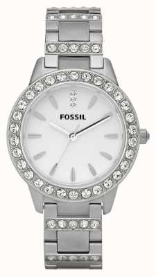 Fossil Jesse femme | cadran blanc | ensemble en cristal | bracelet en acier inoxydable ES2362