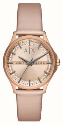 Armani Exchange Femme | cadran or rose | ensemble en cristal | bracelet en or rose AX5272