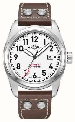 Rotary Commando | cadran blanc | bracelet en cuir marron GS05470/18