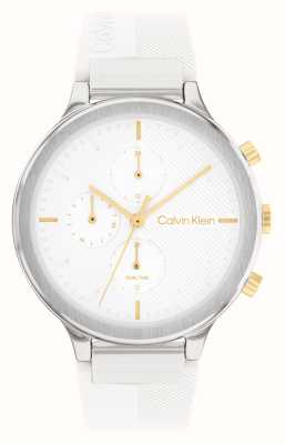 Calvin Klein Femme | cadran chronographe blanc | bracelet en silicone blanc 25200244