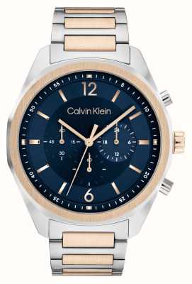 Calvin Klein Force masculine | cadran chronographe bleu | bracelet en acier inoxydable bicolore 25200265