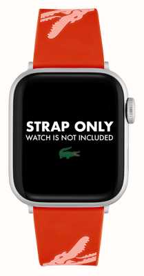 Lacoste Bracelet Apple Watch (38/40mm) silicone orange imprimé crocodile 2050020