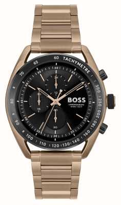 BOSS Court central hommes | cadran chronographe noir | bracelet en acier inoxydable ip doré 1514027