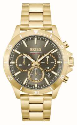 BOSS Troper homme | cadran chronographe kaki | bracelet en acier inoxydable doré 1514059