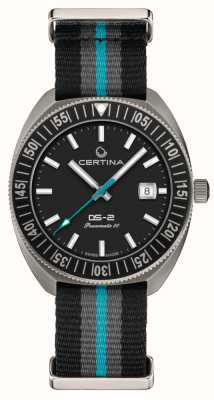 Certina Ds-2 | automatique | cadran noir | bracelet en tissu rayé C0246074805110
