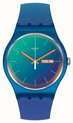 Swatch Fondu au bleu sarcelle | cadran sarcelle | bracelet silicone bleu vert SO29N708