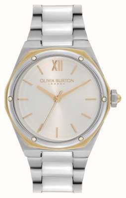 Olivia Burton Sport luxe hexa | cadran blanc | bracelet en acier inoxydable 24000031