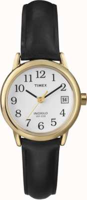 Timex Montre femme bracelet cuir noir blanc T2H341