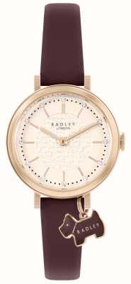 Radley Rue Selby | cadran rose | bracelet en cuir bordeaux RY21504